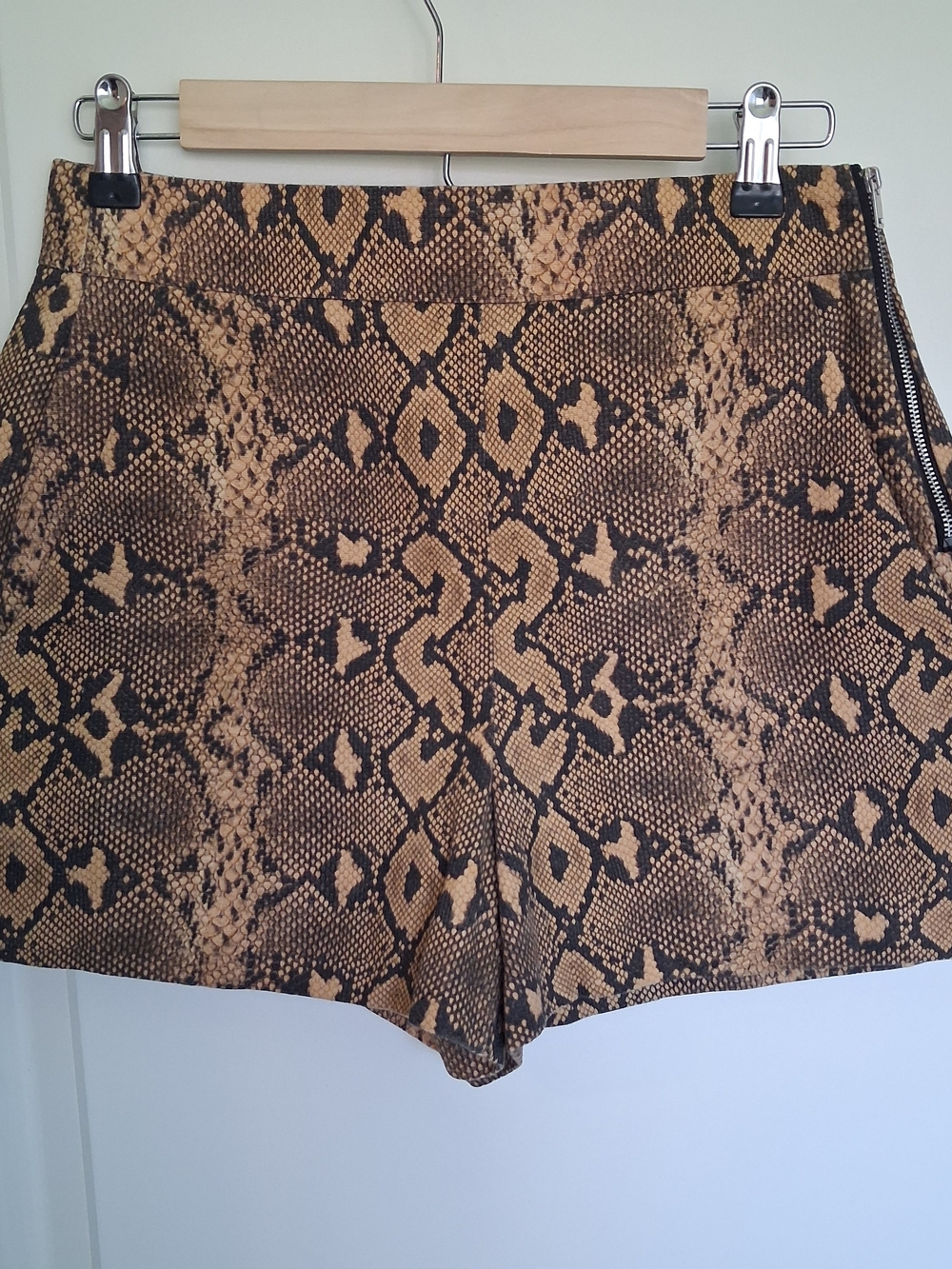 Zara Snake-Print High Waist Shorts - Brown & Black Sz Sm